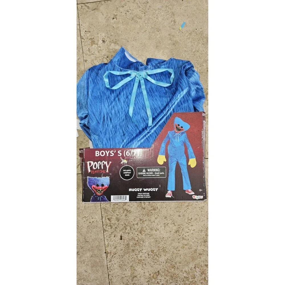 Disguise Poppy Playtime Huggy Wuggy Boys S 6/7 Child Costume Jumpsuit Mask Blue